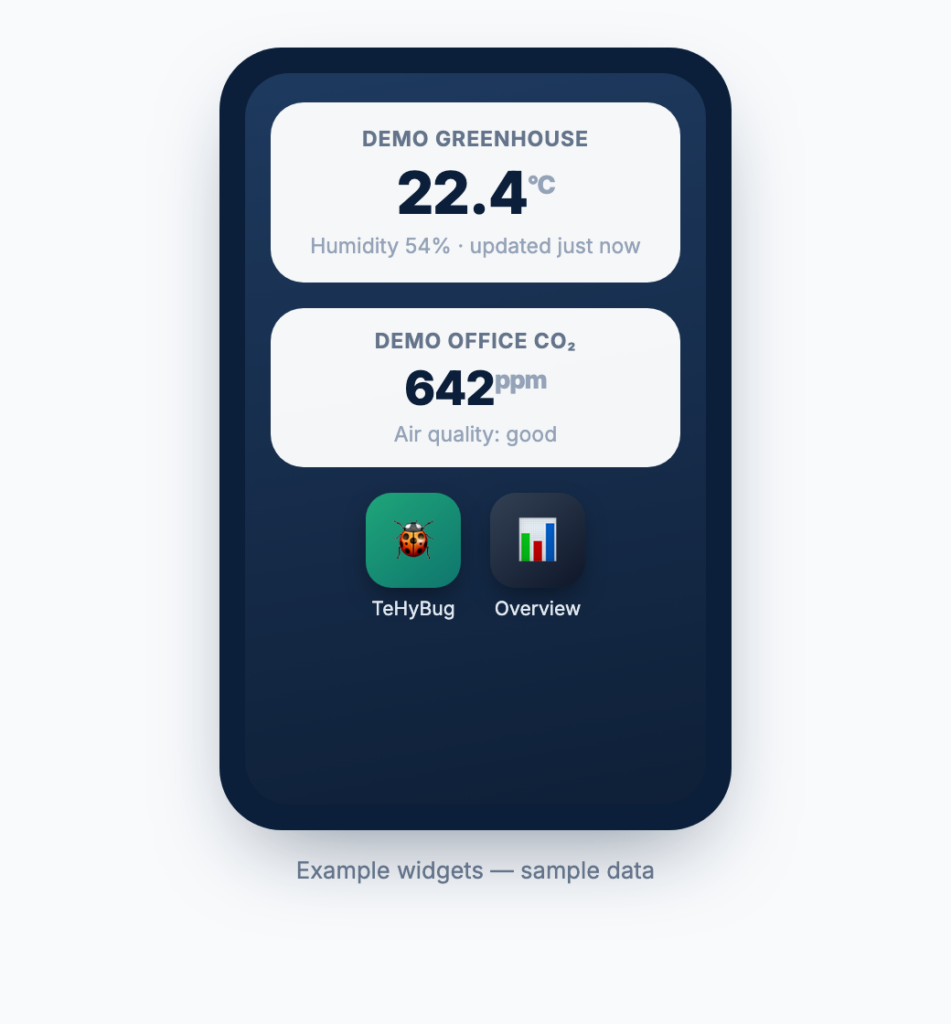 The overview page shown on a phone screen as an installed home-screen app